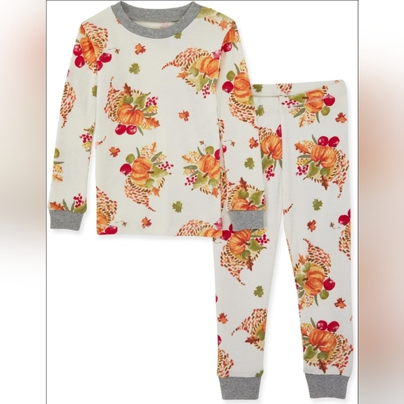 Burt's Bees Kids Other - Burt's Bees Kids Boy Girl Thanksgiving Celebration Organic 2pc PJ Set Sz 4T